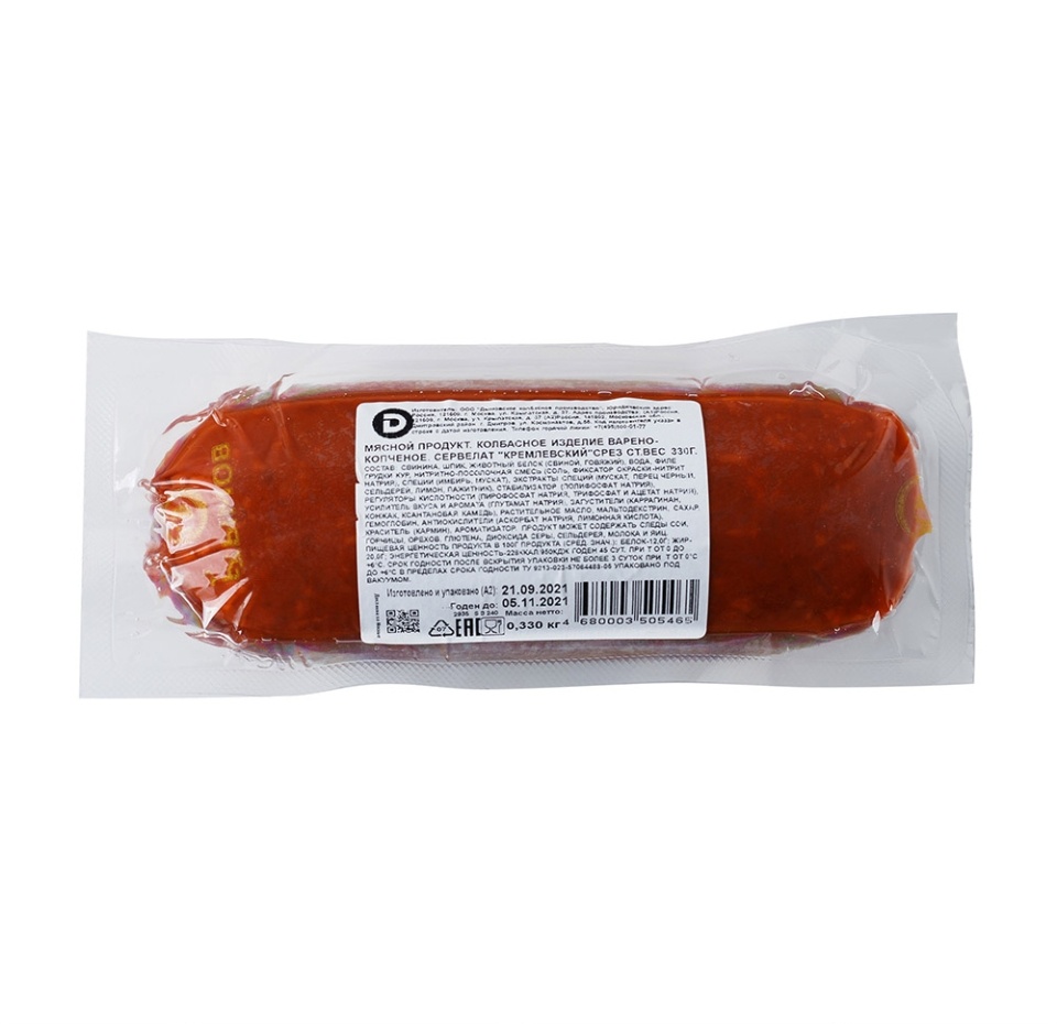 

Сервелат Дымов варёно-копчёный Кремлевский 330 г