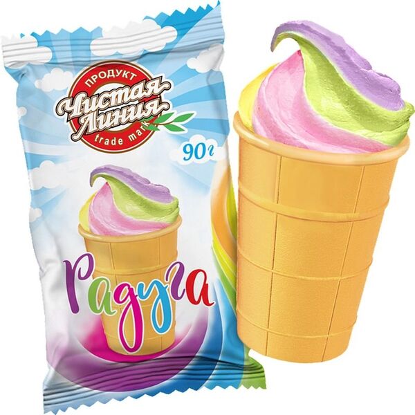 Пломбир Чистая Линия Радуга ванильный стаканчик 12%, 90г