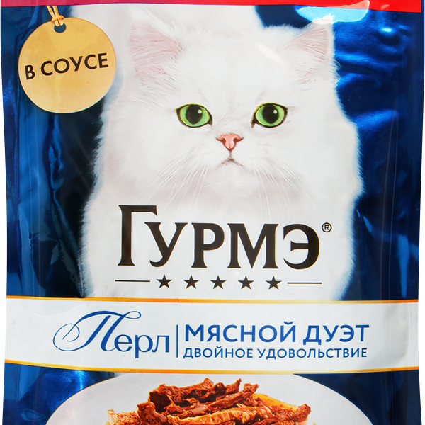 Корм консервированный для взрослых кошек ГУРМЭ Perle Язык и телятина в соусе, 75г
