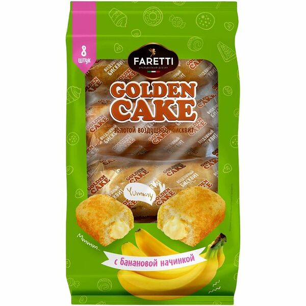 Изделие хлебобулочное FARETTI Golden Cake с банановой начинкой сдобное