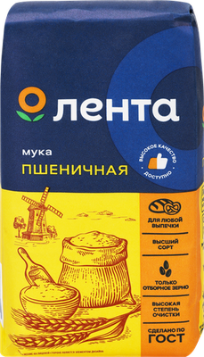 Мука пшеничная Лента хлебопекарная высший сорт 500 г