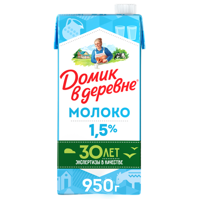 Молоко стерилизованное Домик в деревне с низкой жирностью 1.5% 950 г