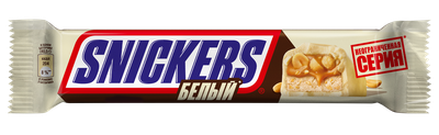 Батончик Сникерс (Snickers) шоколадный белый с карамелью арахисом и нугой 81 г