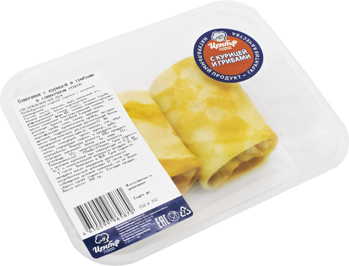 

Блинчики Калинка с курицей и грибами в сливочном соусе 160 г