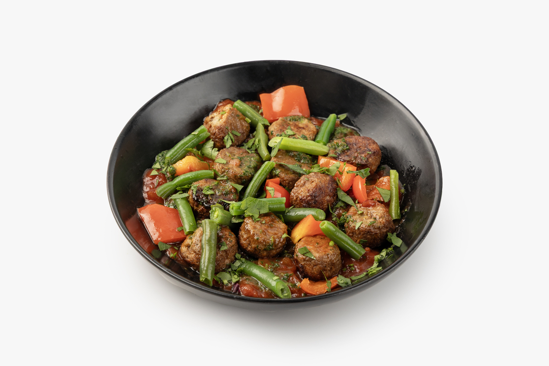 

Фасоль ВкусВилл с печёным перцем и растительными фрикадельками 223 г