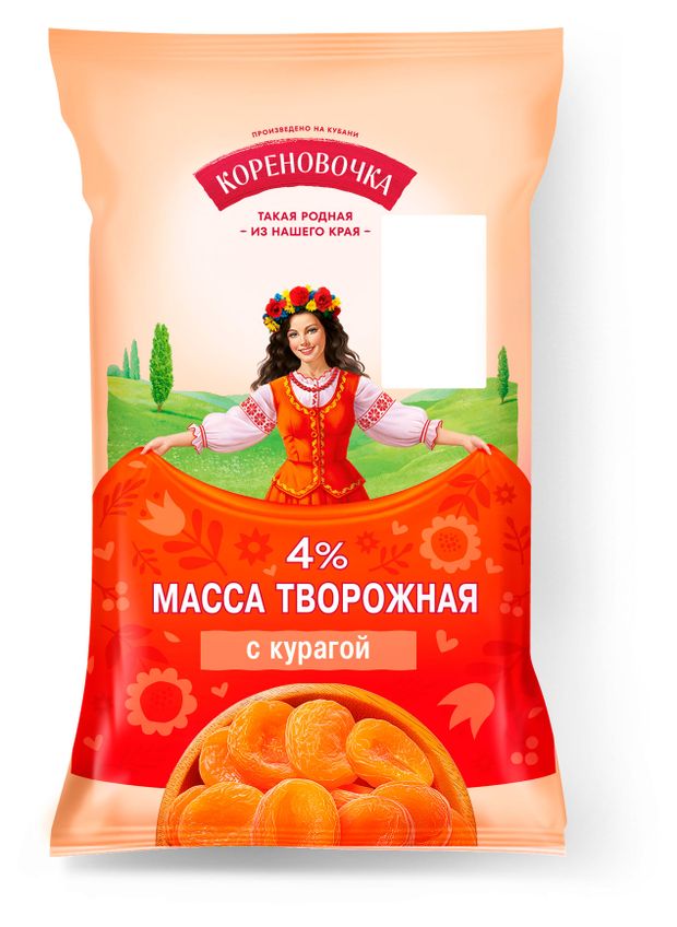 

Масса творожная Коровка из Кореновки с курагой 4% 180 г