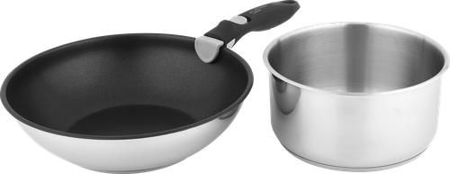 

Набор посуды Platinum choice нержавеющая сталь: ковш 3 л, вок 28 см, съемная ручка