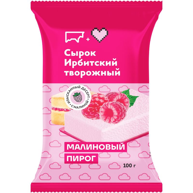 

Сырок творожный Ирбитский Малиновый пирог сладкий 7% 100 г
