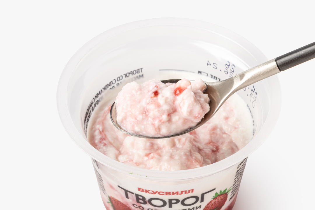 

Творог со сливками ВкусВилл Земляника 5%, 140 г