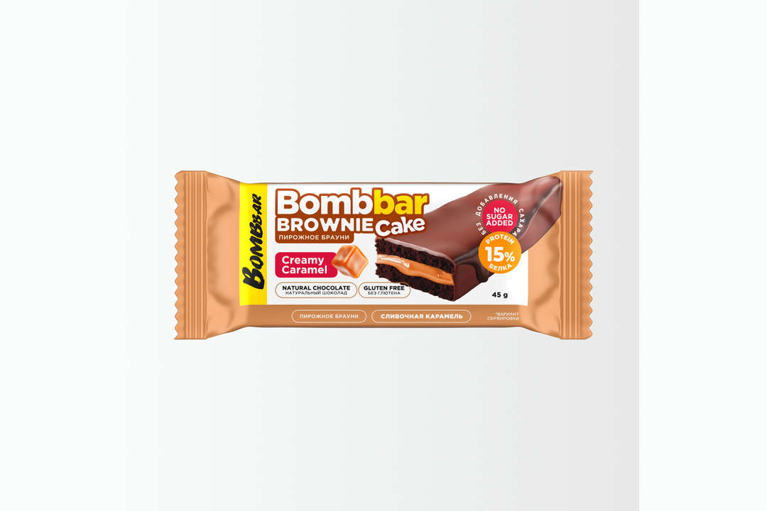 

Пирожное протеиновое BombBar Brownie брауни сливочная карамель без сахара 45 г