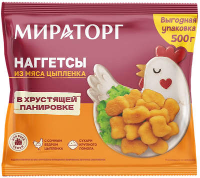 Наггетсы Мираторг из мяса цыпленка в хрустящей панировке 500 г