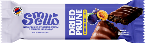 

Батончик Smello с начинкой из сушеной сливы в темном шоколаде 42 г