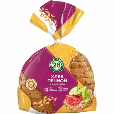 Хлеб Хлебозавод №28 Печной с семечками в нарезке 300 г
