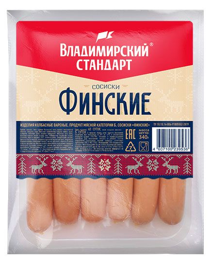 

Сосиски Владимирский стандарт Финские 340 г