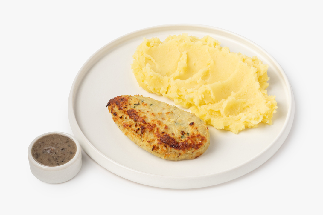 

Котлета ВкусВилл щучья с картофельным пюре и сливочно-грибным соусом 250 г