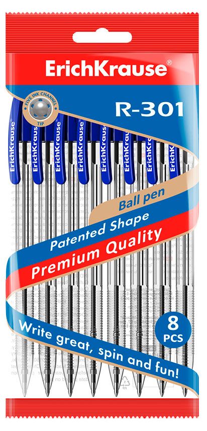 

Ручка ErichKrause Classic Matic R-301 шариковая автомат синяя 1.0 8 шт.