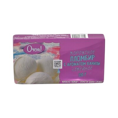 Мороженое Очень! пломб с аром ванили семейное 230г