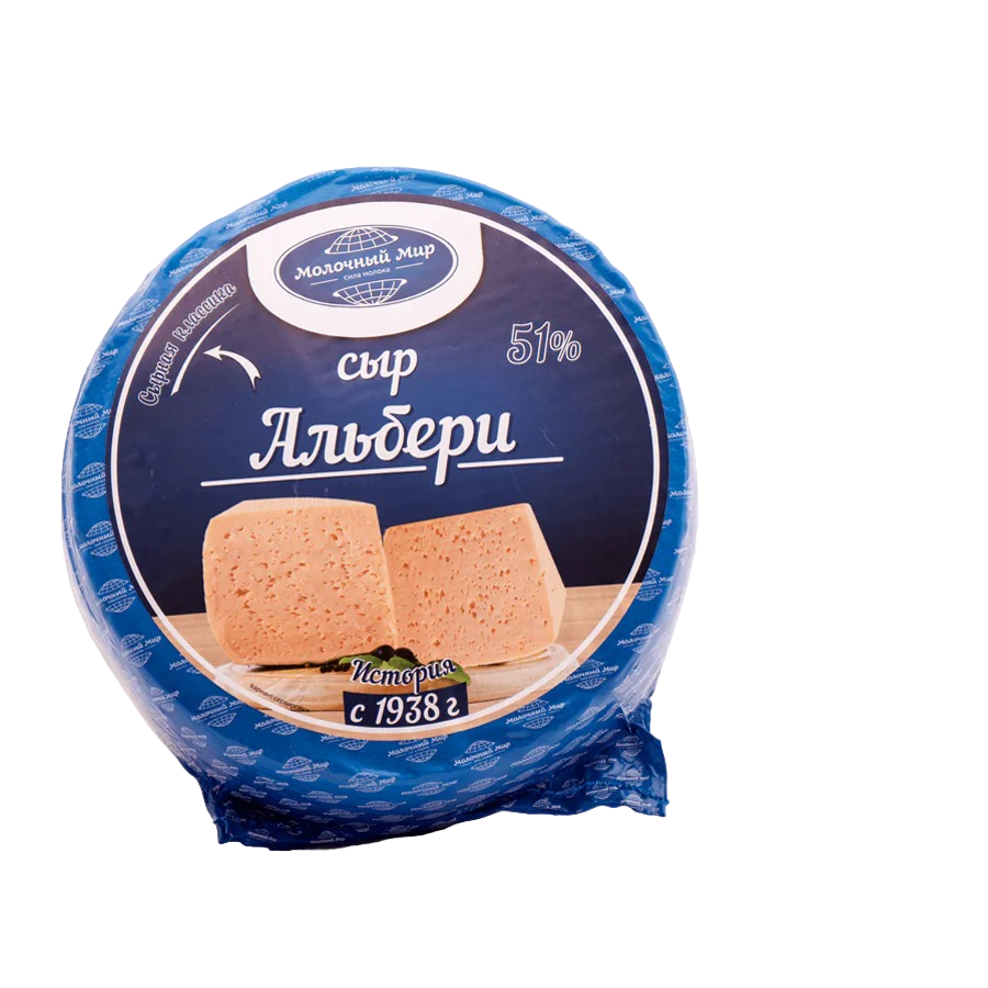 

Сыр полутвердый Молочный Мир Альбери 51% вес