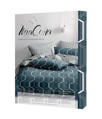 Комплект постельного белья MiaСона Polo Green семейный бязь 120г/кв.м/100% хлопок/наволочки 2шт 50*70см