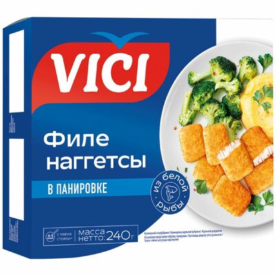 Наггетсы Vici из филе минтая в панировке замороженные 240 г