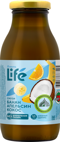 

Смузи Лента Life Банан, апельсин, кокос, 0.3 л