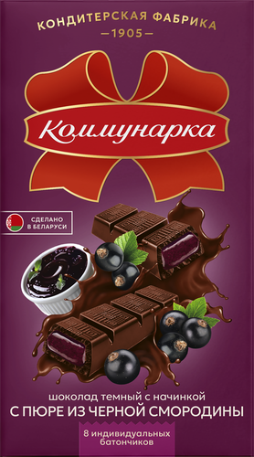 

Шоколад темный Коммунарка с пюре из черной смородины 180 г