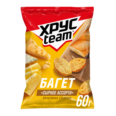 Сухарики Хрусteam Багет Сырное ассорти 60 г