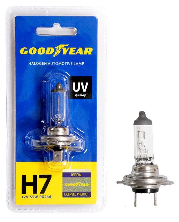 

Лампа автомобильная галогенная Goodyear Н7 12V 55W PX26d