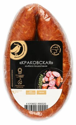 Колбаса полукопченая Ашан Золотая птица Краковская Гост 350 г