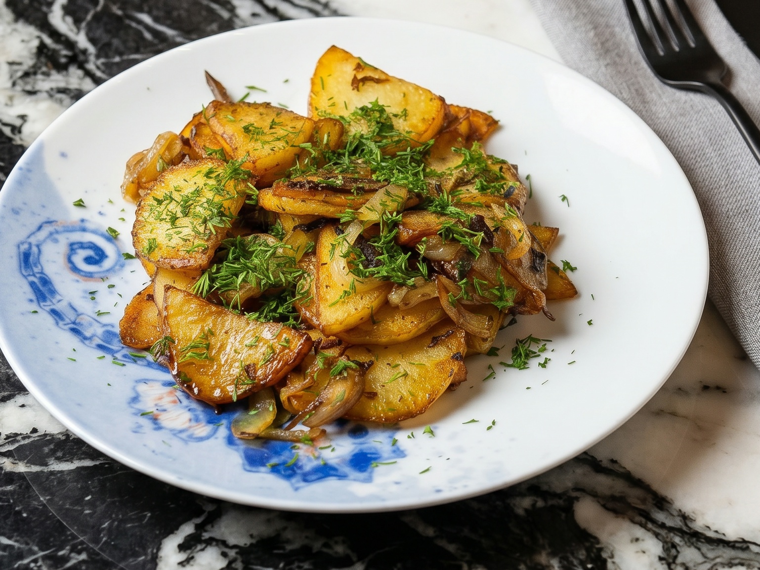 Жареный картофель с луком