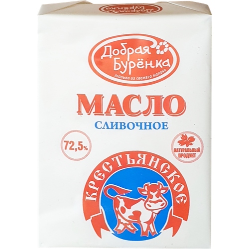 

Масло Добрая Буренка Крестьянское 72.5% 180 г