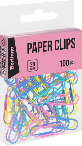 

Скрепки Berlingo цветные 2.8 см 100 шт в ассортименте