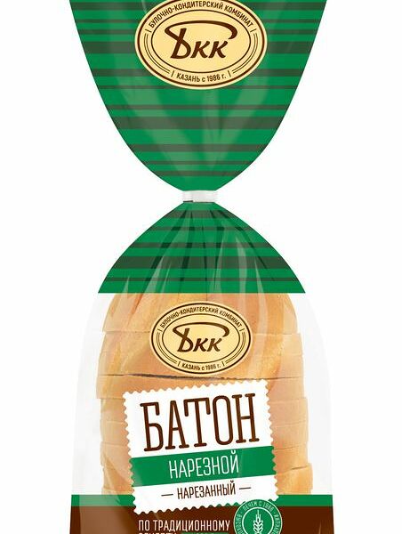 Батон БКК Нарезной половинка, в нарезке