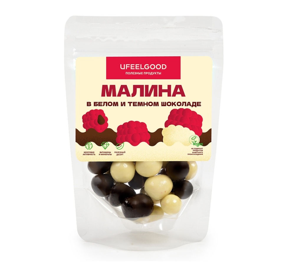 

Малина Ufeelgood в темном и белом шоколаде (без сахара, веган) 100г Россия