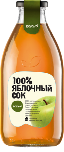 

Сок Zdravo яблочный 100% 750 мл