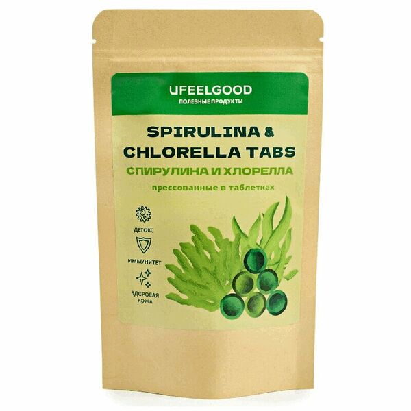 Ufeelgood Спирулина и Хлорелла таблетки 100 г