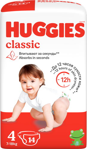 

Подгузники Huggies Classic размер 4 7-18 кг 14 шт.