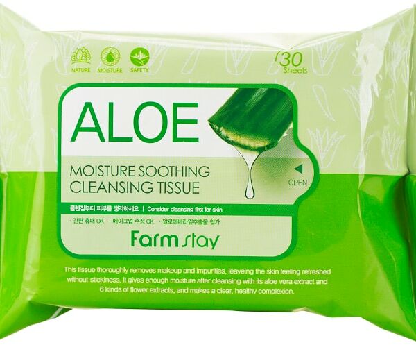 Салфетки для лица FarmStay очищающие с экстрактом алоэ 30шт