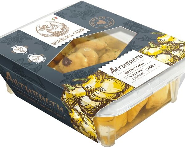 Антипасти Burenka Club Патисоны фаршированные мягким сыром в масле 240г