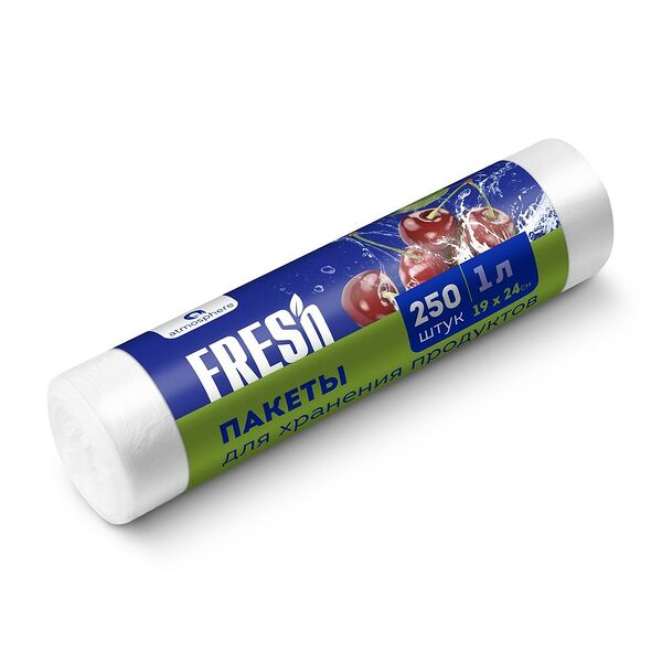 Пакеты для хранения продуктов Fresh, 1 л, 19x24 см, 250 шт