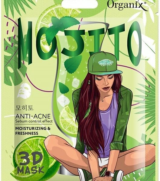 Маска тканевая для лица Funny Organix Coctails Mojito 3D с эффектом себорегуляции 23г