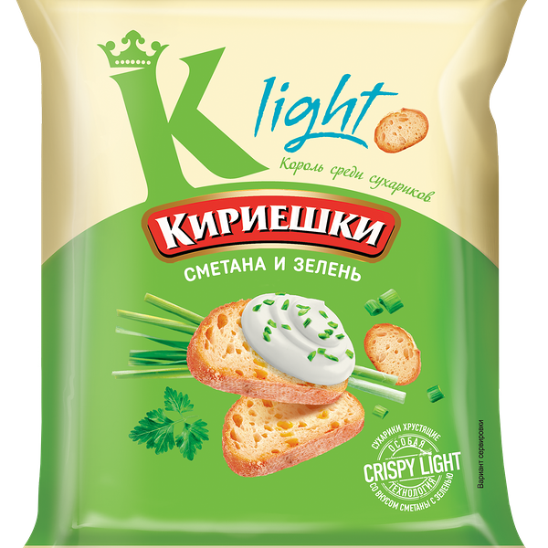 Сухарики пшеничные Кириешки Light Сметана и зелень