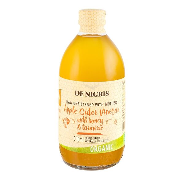 Уксус яблочный De Nigris с медом и куркумой нефильтрованный