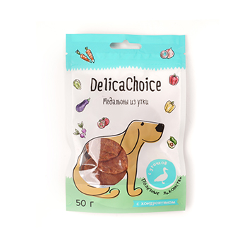

Лакомство для собак DelicaChoice Медальоны из утки 50г, Китай