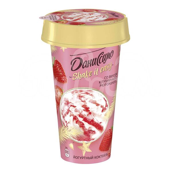 Коктейль йогуртный Даниссимо Shake It Easy 190гр Клубничое мороженое