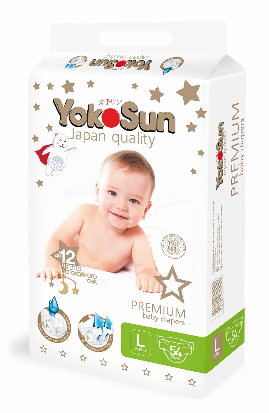 

Подгузники YokoSun Premium L (9-13 кг) 54 шт.