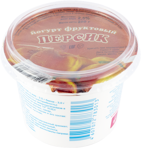 

Йогурт Ирмень Персик 2.5%, без змж 250 г