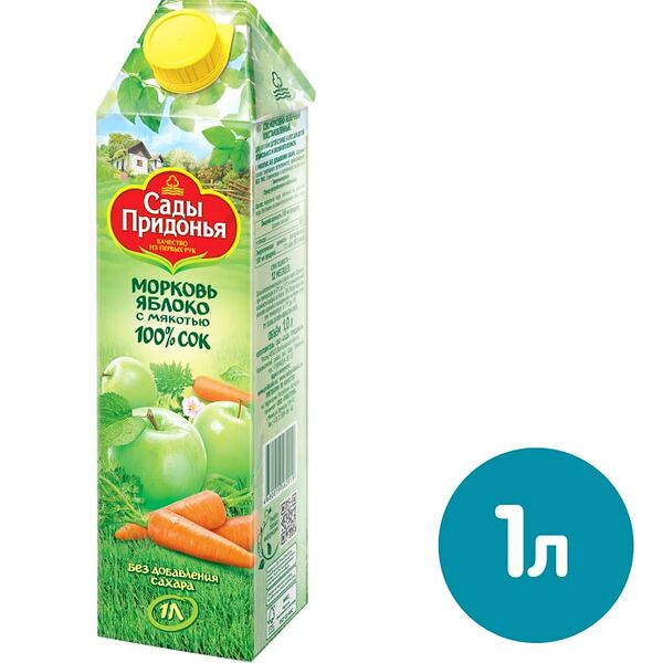 Сок Сады Придонья Морковь-Яблоко с мякотью 1л