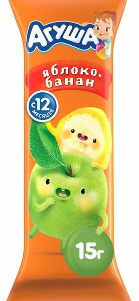 Батончик фруктовый Агуша яблоко-банан 15г