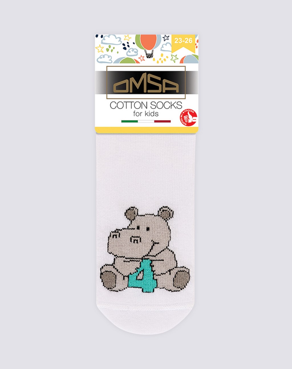 

Носки детские OMSA Kids Calzino, с дизайном цифры, bianco
